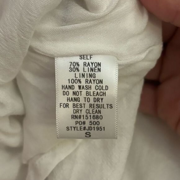 Storia Tahiti Twist Rainbow Trim Smocked Back Babydoll Mini Dress Small - Picture 11 of 12